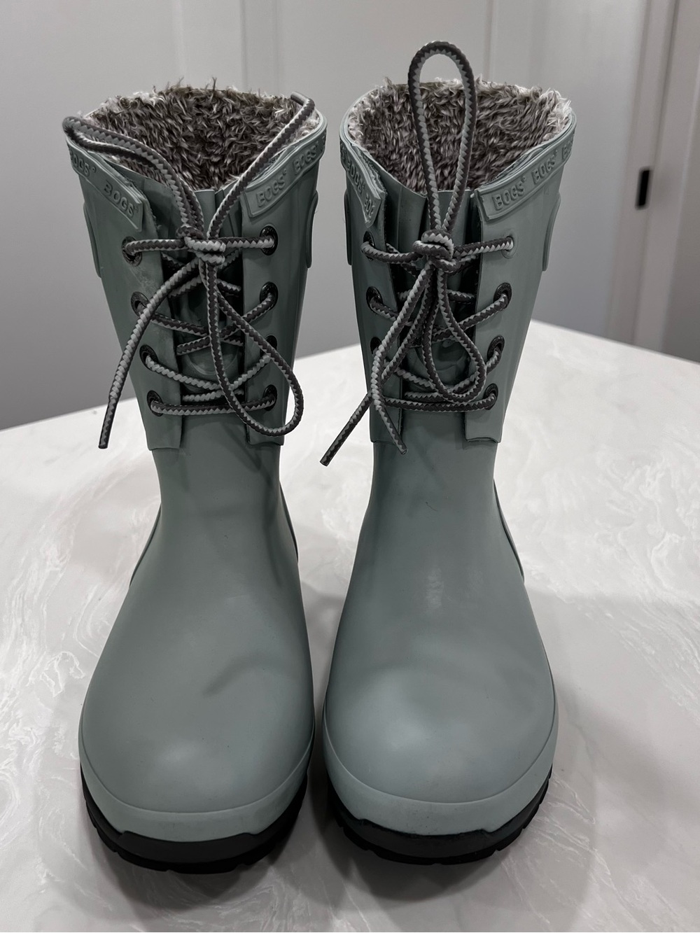 Bogs Amanda II Lace Up Rain Boots Jade Sage Green Lined Waterproof Womens Size 6 - Picture 7 of 16
